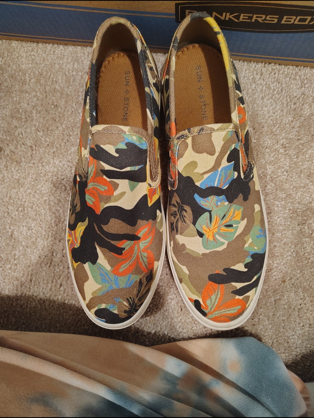 Sun + Stone White and Tan Rubber Sole Sneakers